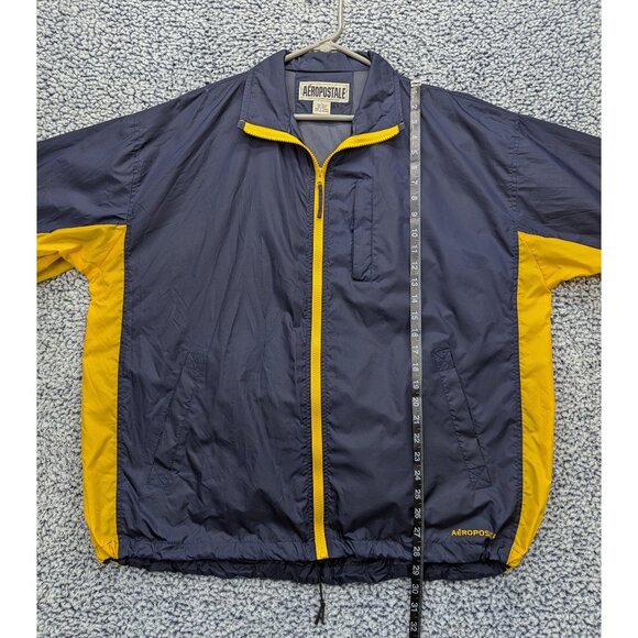 Y2K Aeropostale Windbreaker Jacket Mens L Relaxed Colorblock Track Baggy Blue - Picture 12 of 13